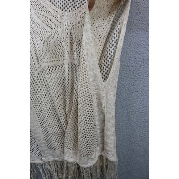 Live & Let Live Crocheted Open Knit Fringed Top-Size Large-Beachy-Boho - Picture 7 of 9